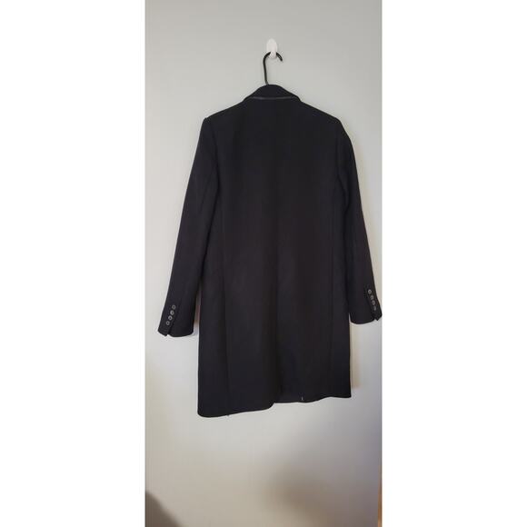 Zara Manteco Wool Blend Long Black Coat Size SMALL peacoat - Picture 10 of 14
